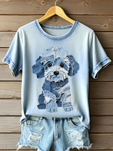 Modèle Fluffy Puppy Patchwork Art T-Shirt des femmes